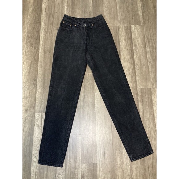 Levi's 501 Vintage 90s 7 JR Straight Black Denim Jeans 24x32 Red Tag USA (1991) - Picture 6 of 11